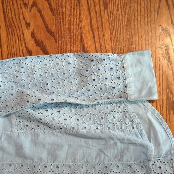 Sundance Sky Blue Eyelet Collected Memories Button Front Shirt cotton NWT. Sz S - Picture 4 of 10
